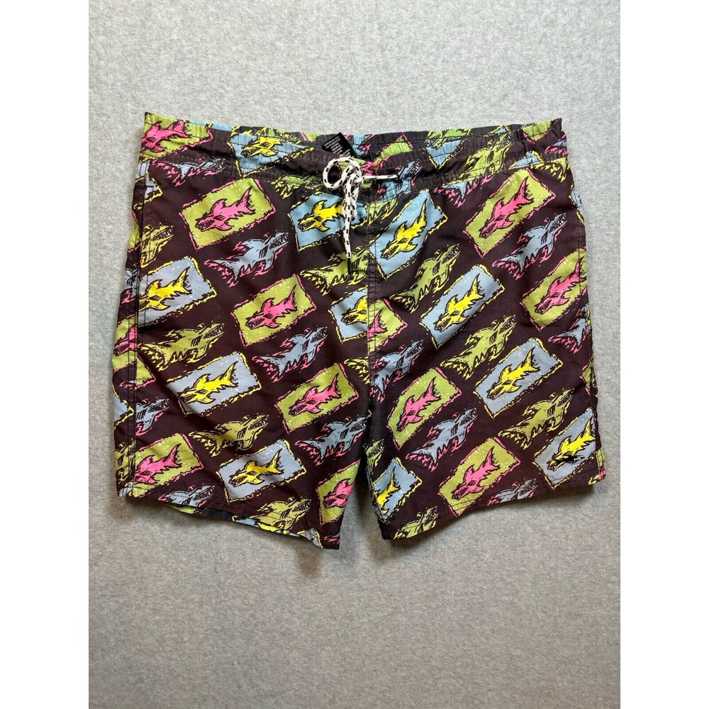 MENS MAUI AND SONS SHARKS DRAWSTRING LINED SWIM BOARD SHORTS SIZE M Colorful